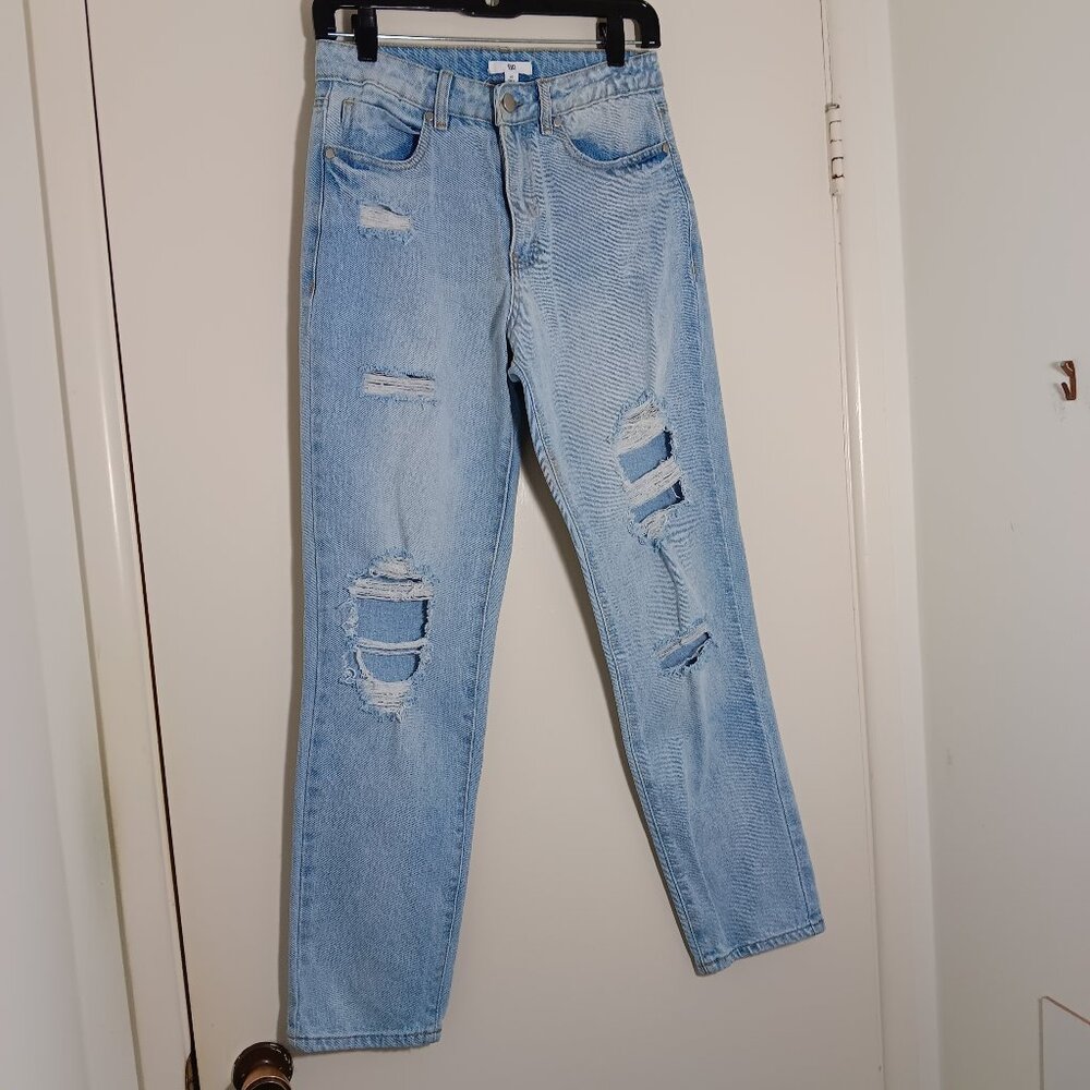 BP light wash distressed mom jeans Y2K vibe